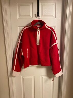 FP Movement by Free People Red Sherpa Quarter-Zip Pullover